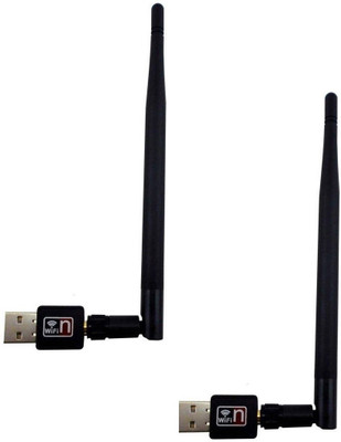 

Etake (Pack of 2) wifi Mini Wifi Usb Adapter With Antenna External Ethernet Dongle USB Adapter(Black)