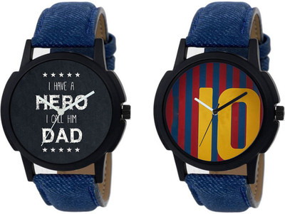 

GUOYU Blue Leather Strap Stylish Designer Watch For Boys And Girls And Men And Women Watch - For Couple
