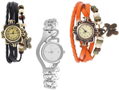 

PMAX BUTTERFLY STUDENT BLACK,ORANGE AND CHAIN SILVER NEW STYLISH FOR Watch - For Women