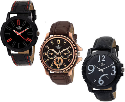 Swisso SWS-3210-BL-BR Combo of 3 Analogue Combo Watch - For Men