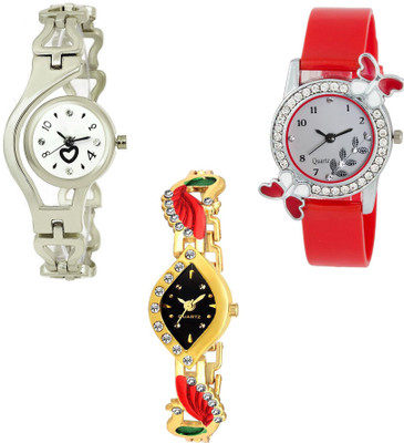 

Skmi Silver Chain Golden Kundan And Pu Strap Designer 018 Combo For Women And Girls Watch - For Women