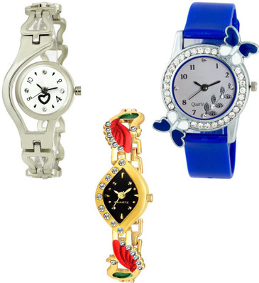 

Skmi Silver Chain Golden Kundan And Pu Strap Designer 015 Combo For Women And Girls Watch - For Girls