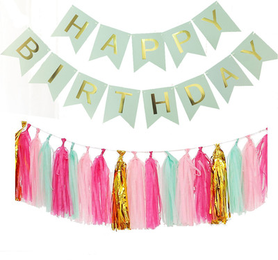 

AMFIN Happy Birthday Banner Bunting Flag with Matching Tassel / Happy birthday set / Birthday decorations items combo Banner(1.4 ft, Pack of 1)