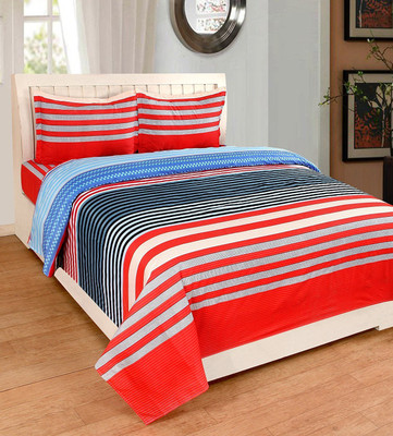 

Astra 1 TC Polycotton Double Striped Bedsheet(Pack of 1, Red)