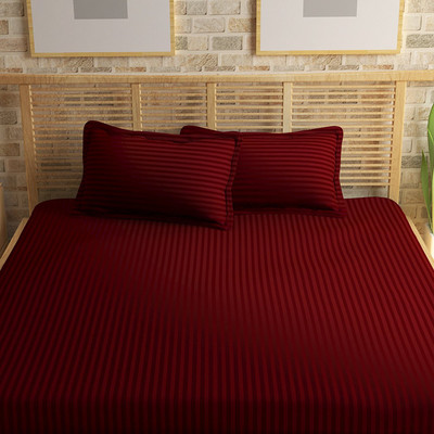 

LOOMSENSE 300 TC Satin Double Plain Bedsheet(Pack of 3, Maroon)