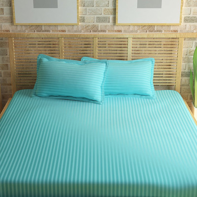 

LOOMSENSE 300 TC Satin Double Plain Bedsheet(Pack of 3, SKY BLUE)