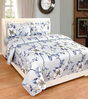 

Astra 1 TC Polycotton Double Floral Bedsheet(Pack of 1, Grey)