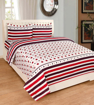 

Astra 1 TC Polycotton Double Striped Bedsheet(Pack of 1, Cream)