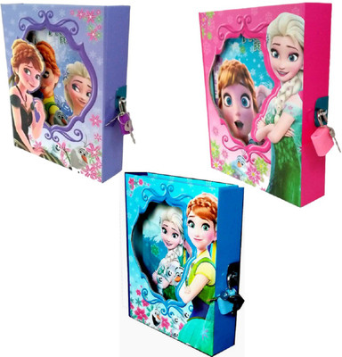 

TECHNOCHITRA COMBO PACK OF FROZEN ASSORTED COLORS LOCK DIARIES(Set of 3)