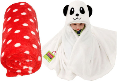 

Brandonn Printed  Hooded Baby Blanket(Polyester, White,Red