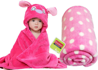 

Brandonn Printed  Hooded Baby Blanket(Polyester, Hotpink,Pink