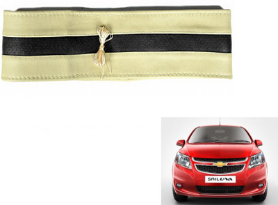 MOCKHE Hand Stiched Steering Cover For Chevrolet UVA(Beige, Black, Leatherite)