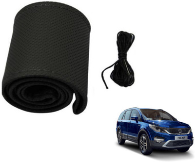 MOCKHE Hand Stiched Steering Cover For Tata NA(Black, Leatherite)