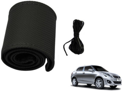 MOCKHE Hand Stiched Steering Cover For Maruti New Dzire(Black, Leatherite)