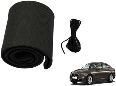 MOCKHE Hand Stiched Steering Cover For BMW 5 Series(Black, Leatherite)