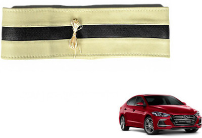 MOCKHE Hand Stiched Steering Cover For Hyundai Elantra(Beige, Black, Leatherite)