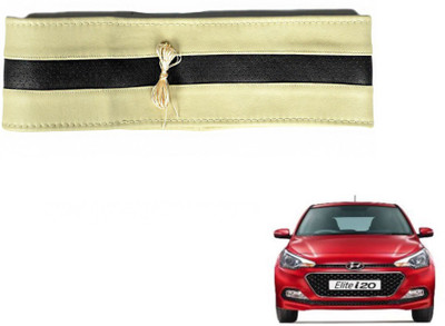 MOCKHE Hand Stiched Steering Cover For Hyundai Elite i20(Beige, Black, Leatherite)