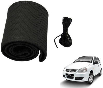 MOCKHE Hand Stiched Steering Cover For Tata Indica(Black, Leatherite)
