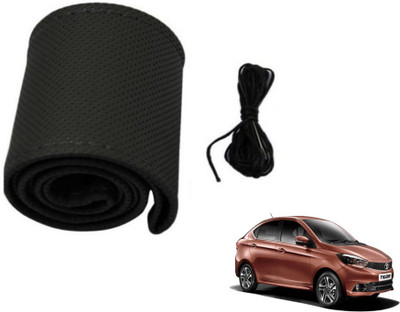 MOCKHE Hand Stiched Steering Cover For Tata NA(Black, Leatherite)