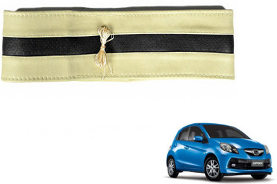 MOCKHE Hand Stiched Steering Cover For Honda Brio(Beige, Black, Leatherite)