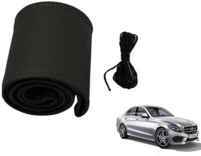MOCKHE Hand Stiched Steering Cover For Mercedes Benz C-Class(Black, Leatherite)