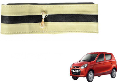 MOCKHE Hand Stiched Steering Cover For Maruti Alto 800(Beige, Black, Leatherite)