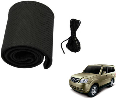 MOCKHE Hand Stiched Steering Cover For Tata Sumo Grande(Black, Leatherite)