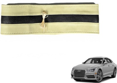 MOCKHE Hand Stiched Steering Cover For Audi A7(Beige, Black, Leatherite)