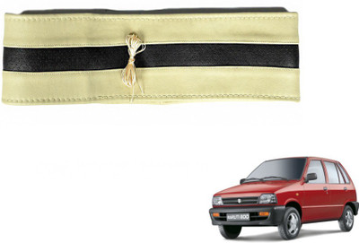 MOCKHE Hand Stiched Steering Cover For Maruti 800(Beige, Black, Leatherite)