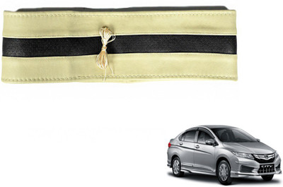 MOCKHE Hand Stiched Steering Cover For Honda New City(Beige, Black, Leatherite)