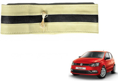 MOCKHE Hand Stiched Steering Cover For Volkswagen Polo GT(Beige, Black, Leatherite)