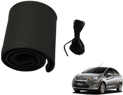 MOCKHE Hand Stiched Steering Cover For Ford Fiesta(Black, Leatherite)