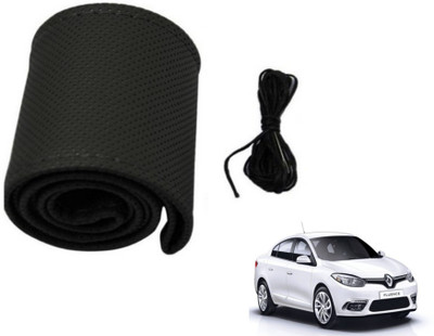 MOCKHE Hand Stiched Steering Cover For Renault Fluence(Black, Leatherite)