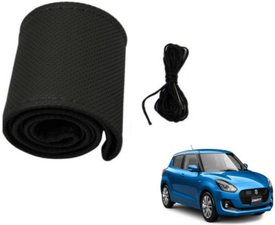 MOCKHE Hand Stiched Steering Cover For Maruti New Swift(Black, Leatherite)