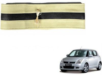 MOCKHE Hand Stiched Steering Cover For Maruti Swift(Beige, Black, Leatherite)