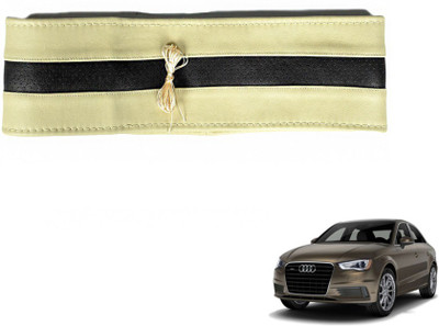 MOCKHE Hand Stiched Steering Cover For Audi A3(Beige, Black, Leatherite)