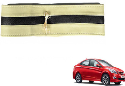 MOCKHE Hand Stiched Steering Cover For Hyundai Verna Fluidic(Beige, Black, Leatherite)