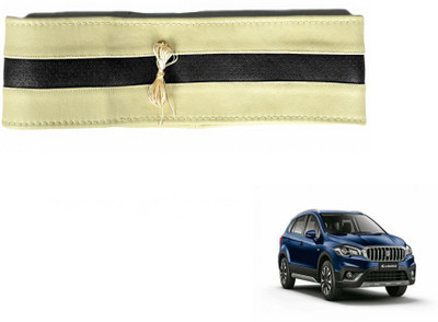 MOCKHE Hand Stiched Steering Cover For Maruti S-Cross(Beige, Black, Leatherite)