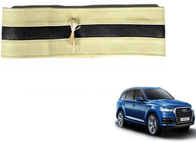 MOCKHE Hand Stiched Steering Cover For Audi Q7(Beige, Black, Leatherite)