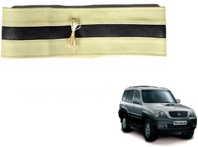MOCKHE Hand Stiched Steering Cover For Hyundai Terracan(Beige, Black, Leatherite)