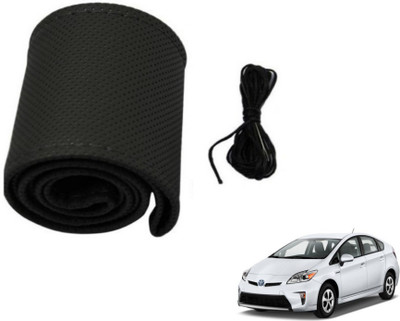 MOCKHE Hand Stiched Steering Cover For Toyota Prius(Black, Leatherite)
