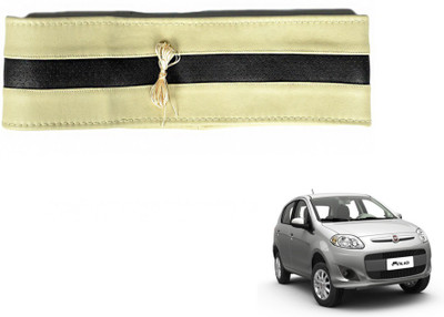 MOCKHE Hand Stiched Steering Cover For Fiat Palio(Beige, Black, Leatherite)
