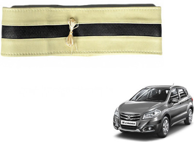 MOCKHE Hand Stiched Steering Cover For Maruti S-Cross(Beige, Black, Leatherite)