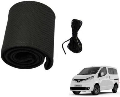 MOCKHE Hand Stiched Steering Cover For Nissan Evalia(Black, Leatherite)