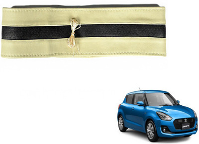 MOCKHE Hand Stiched Steering Cover For Maruti New Swift(Beige, Black, Leatherite)