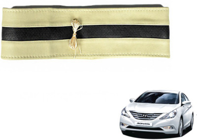 MOCKHE Hand Stiched Steering Cover For Hyundai Sonata(Beige, Black, Leatherite)