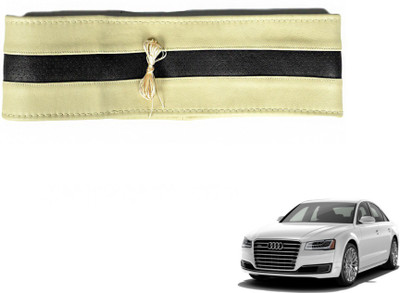 MOCKHE Hand Stiched Steering Cover For Audi A8(Beige, Black, Leatherite)