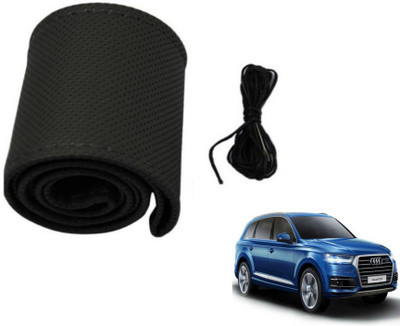 MOCKHE Hand Stiched Steering Cover For Audi Q7(Black, Leatherite)