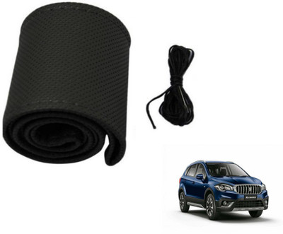 MOCKHE Hand Stiched Steering Cover For Maruti S-Cross(Black, Leatherite)