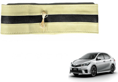 MOCKHE Hand Stiched Steering Cover For Toyota Corolla Altis(Beige, Black, Leatherite)